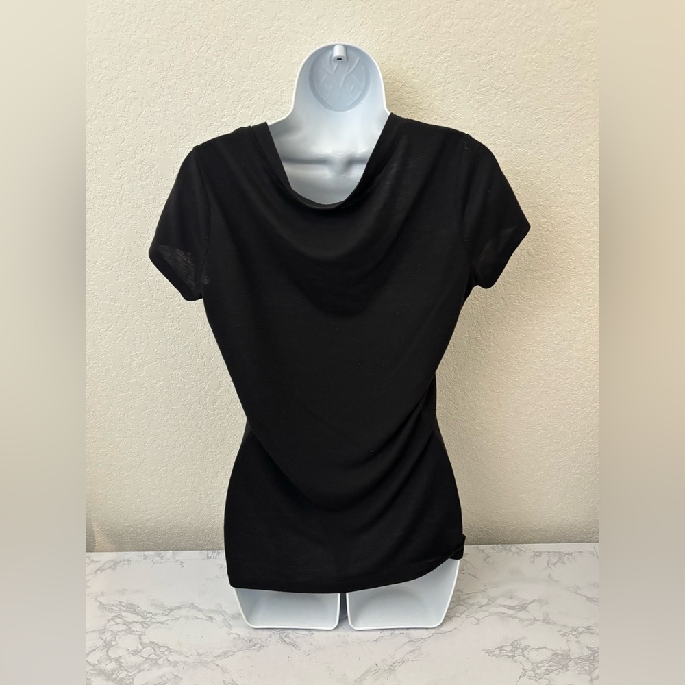 Athletic Works T-Shirt Women's M 8-10 Black Spandex V-Neck Short Sleeve Top​​ - Picture 3 of 4